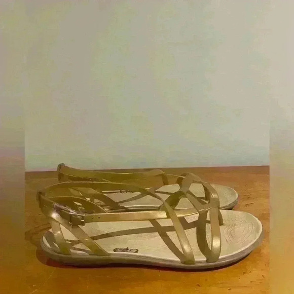 Crocs | Women's Sandals | Gold  | Criss Cross | - Picture 3 of 5